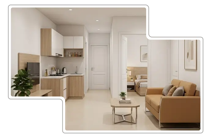2BHK and small flat interior design in Dhaka