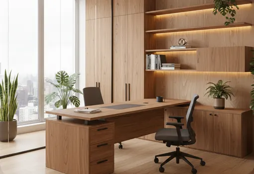 Executive tables with storage