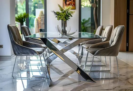 Glass-top dining table